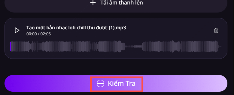 Kiểm tra nhạc trên AI Music Maker