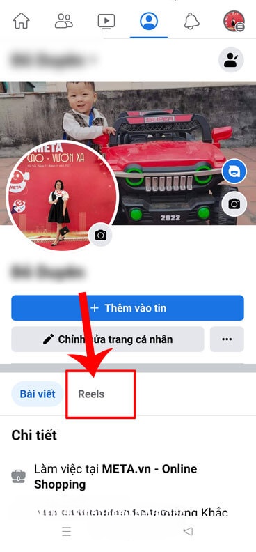 Chạm vào mục Reels