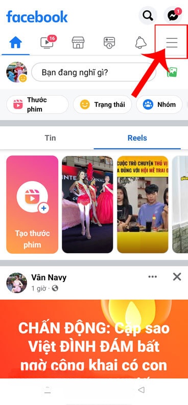 Ấn vào biểu tượng ba dấu gạch ngang