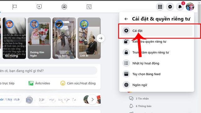 Nhấn vào nút Cài đặt