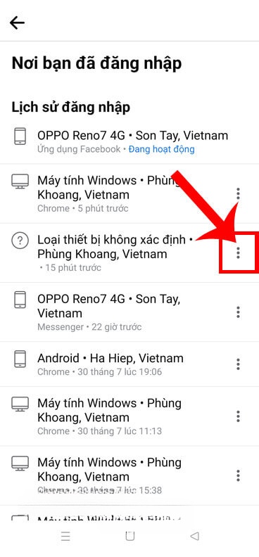 Chạm vào biểu tượng dấu ba chấm