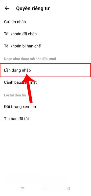Chạm vào mục Lần đăng nhập
