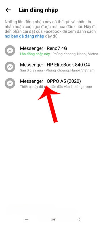 Lịch sử đăng nhập Messenger