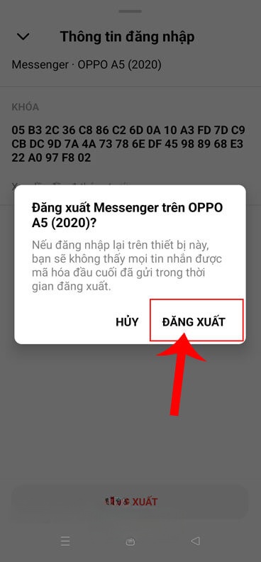 Nhập vào nút Đăng xuất