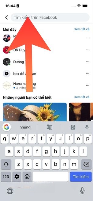 Tìm kiếm tài khoản Facebook của người bạn bất kỳ