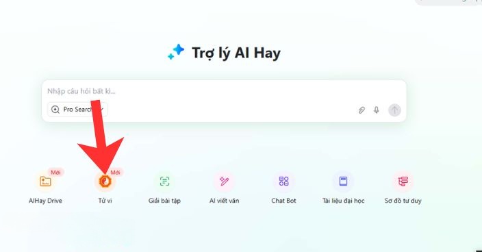 Nhấn vào tính năng Tử vi.