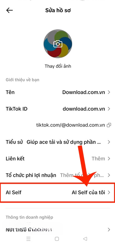 Nhấn vào mục AI Self của tôi