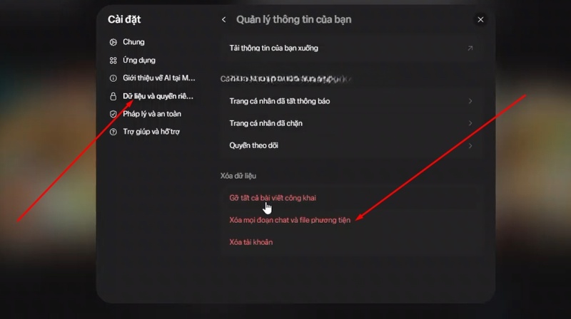 xóa ảnh và video trong meta ai