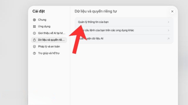 Ấn vào mục Quản lý thông tin của bạn