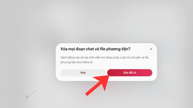 Nhấp chuột vào nút Xóa tất cả