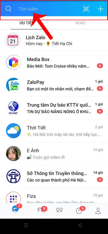 Ấn vào ô tìm kiếm
