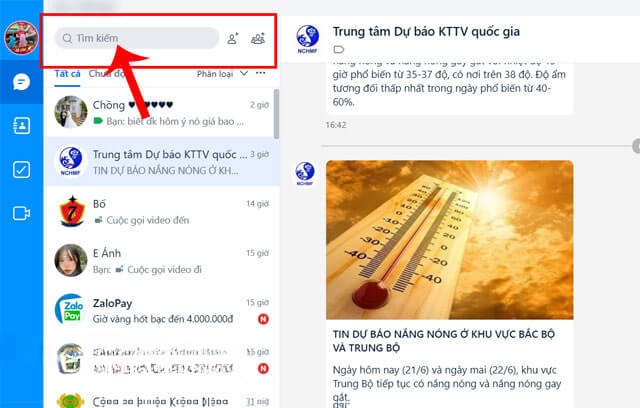 Click chuột vào ô tìm kiếm