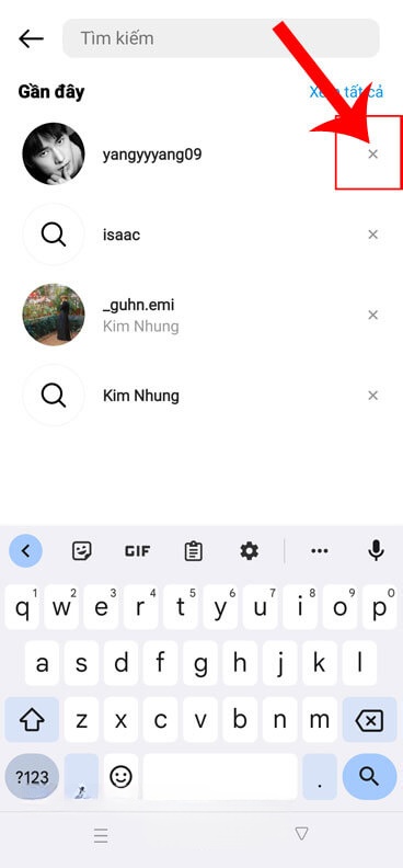 Chạm vào biểu tượng "X"