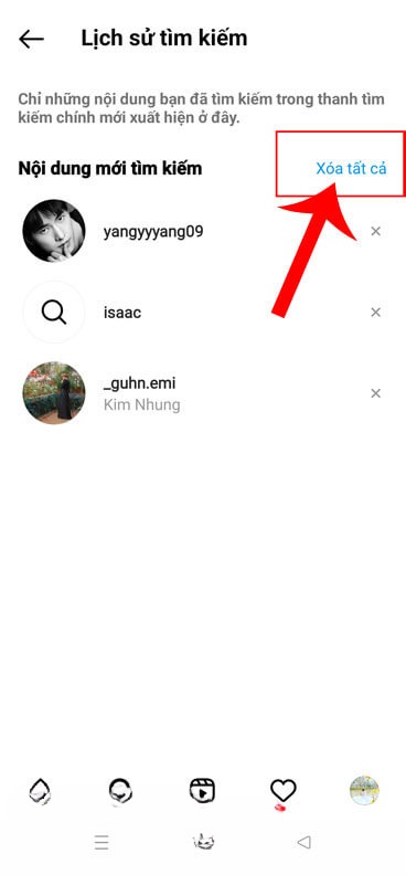 Ấn vào mục Xóa tất cả