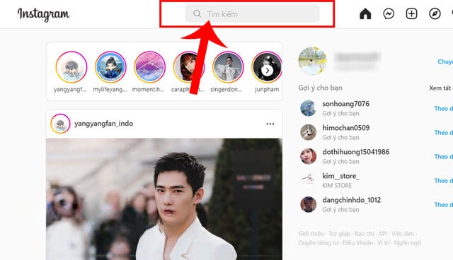 Click chuột vào ô Tìm kiếm