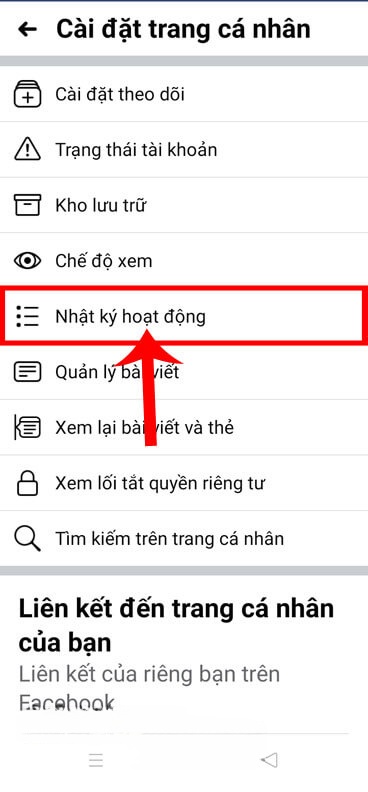 Ấn vào mục Nhật ký hoạt động 