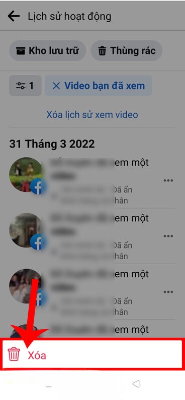 Nhấn nút Xóa