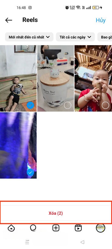 Chọn video Instagram Reels muốn xóa