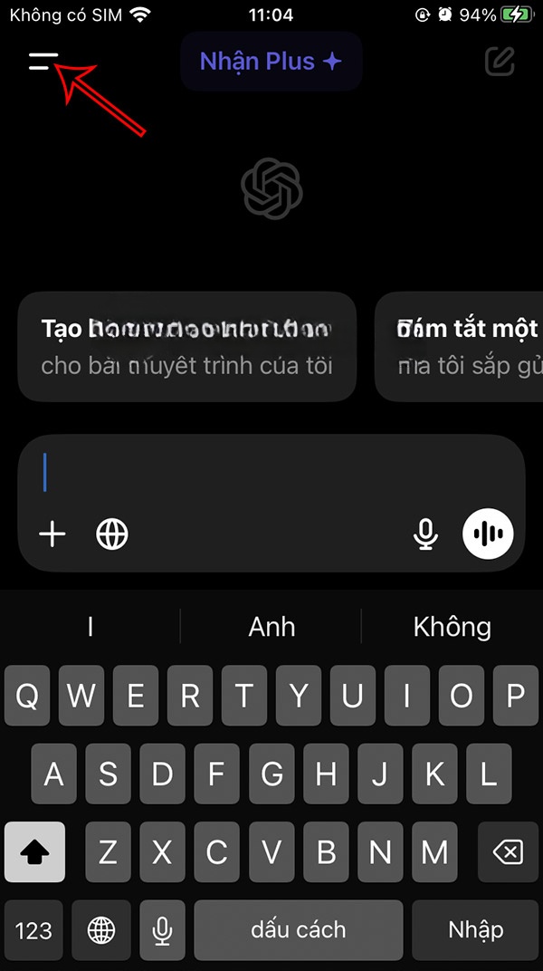 Giao diện ChatGPT điện thoại 
