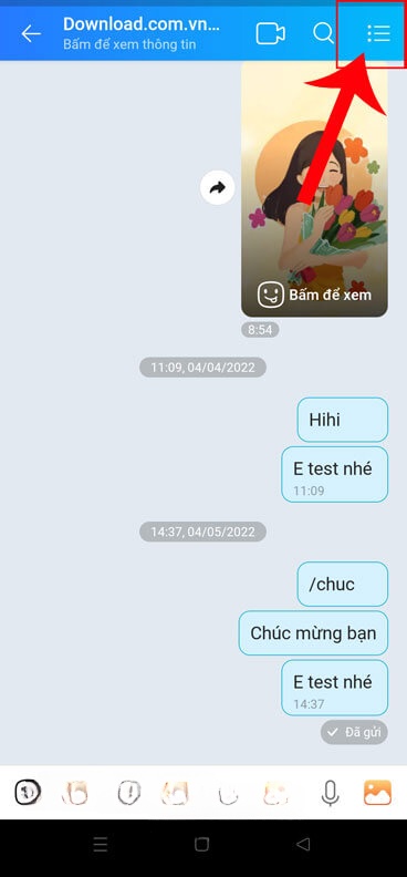Nhấn vào biểu tượng ba dấu gạch ngang