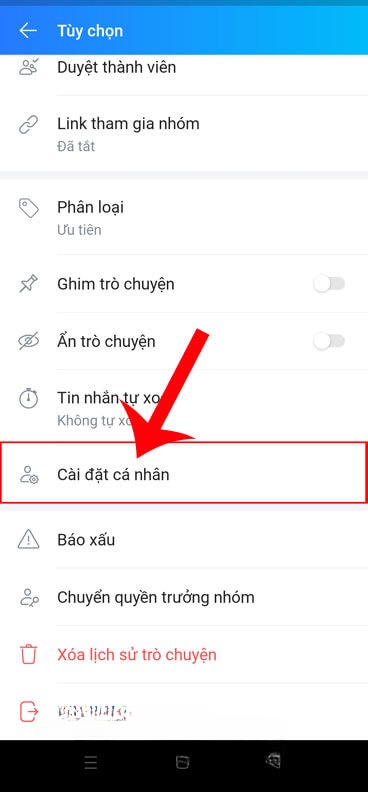 Ấn vào mục Cài đặt cá nhân