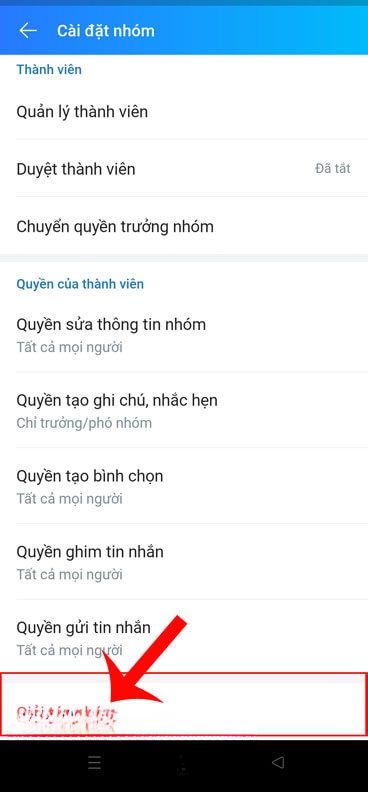 Chạm vào nút Giải tán nhóm