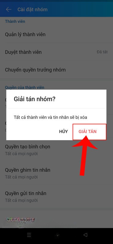 Ấn vào nút Giải tán