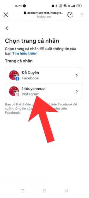 Chọn tài khoản muốn xuất file