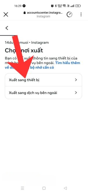 Chọn Xuất sang thiết bị hoặc Xuất sang dịch vụ bên ngoài.