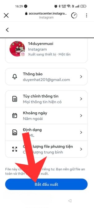 Ấn vào nút Bắt đầu xuất