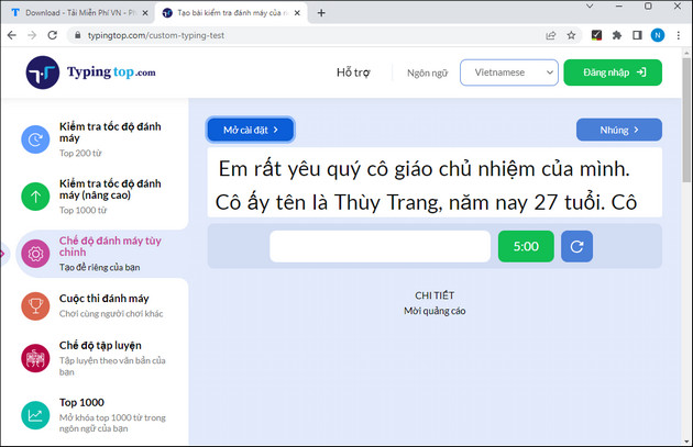 kiem tra toc do go 10 ngon