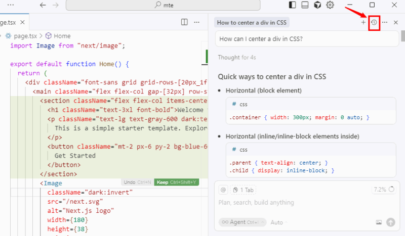Lịch sử trò chuyện Cursor AI