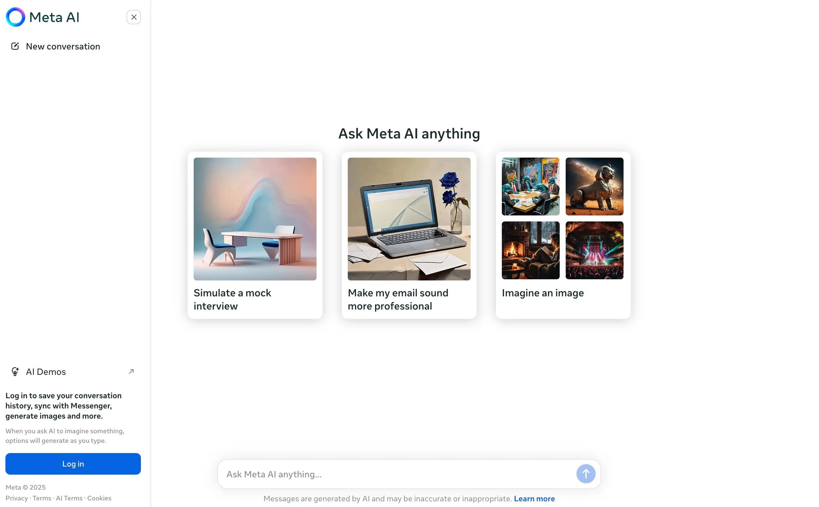 Trang chủ trò chuyện Meta AI