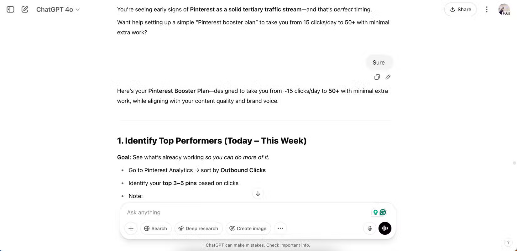 ChatGPT đưa ra gợi ý trong ứng dụng