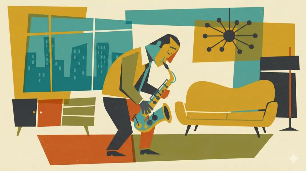 Mid-Century Modern UPA style cartoon