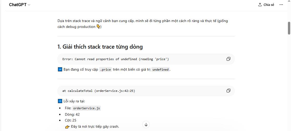 Mẫu prompt phân tích dấu vết ngăn xếp (stack trace)
