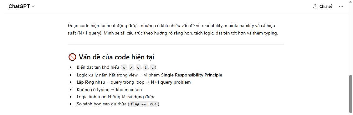 Mẫu prompt tái cấu trúc code