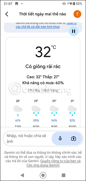 Thông tin từ Gemini