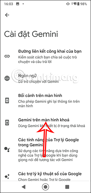 Gemini trên màn hình khóa 