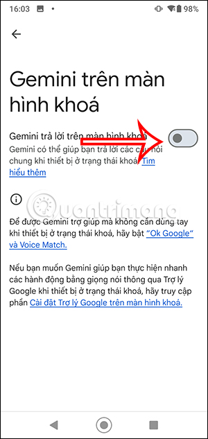 Dùng Gemini màn hình khóa Android