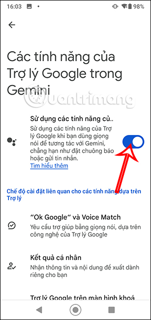 Dùng trợ lý Google trong Gemini