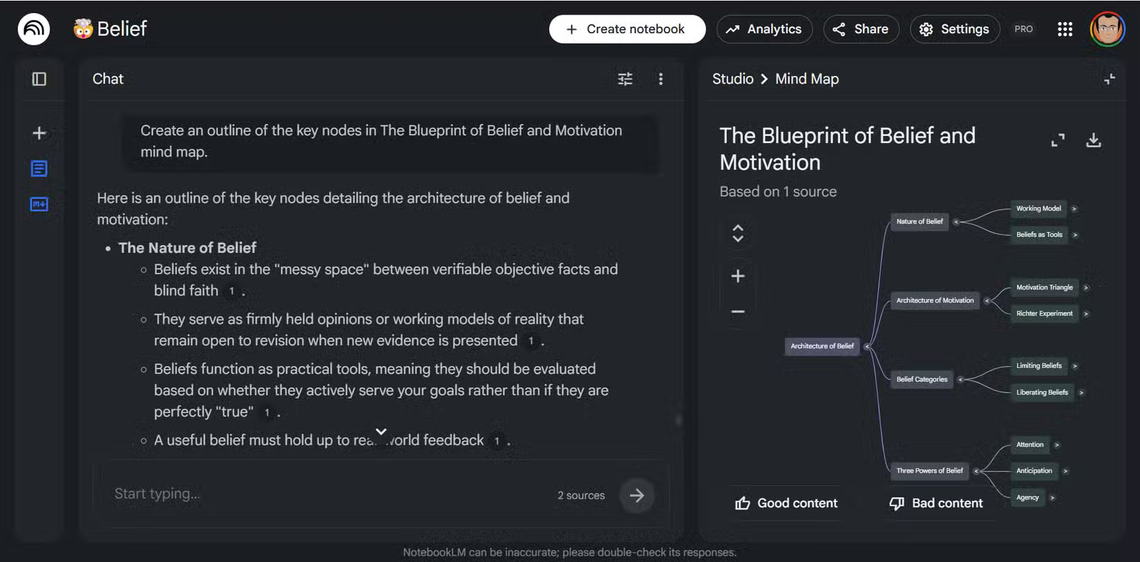 Dàn ý các node sơ đồ tư duy trong NotebookLM