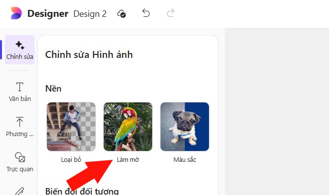 Làm mờ ảnh trên Microsoft Designer