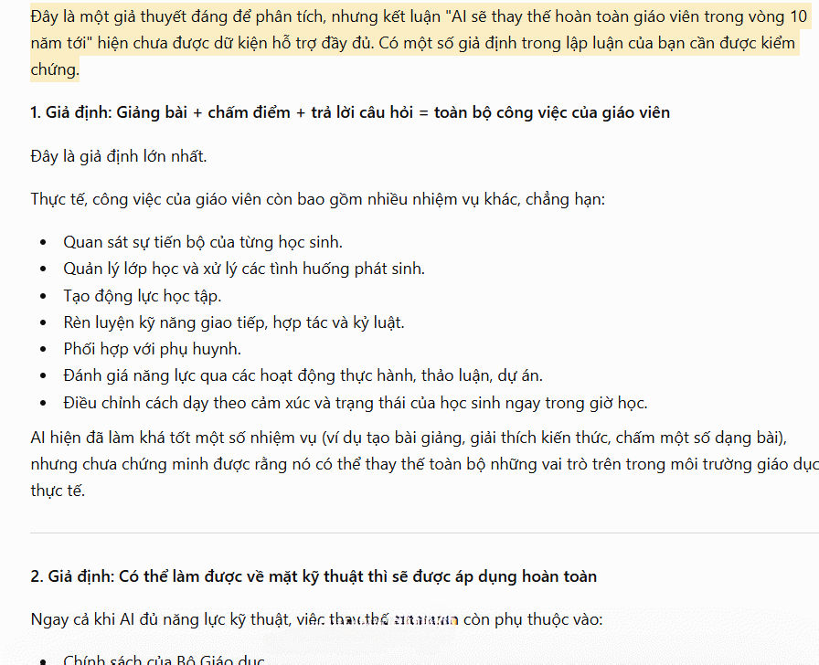 Nội dung phản hồi mới của ChatGPT