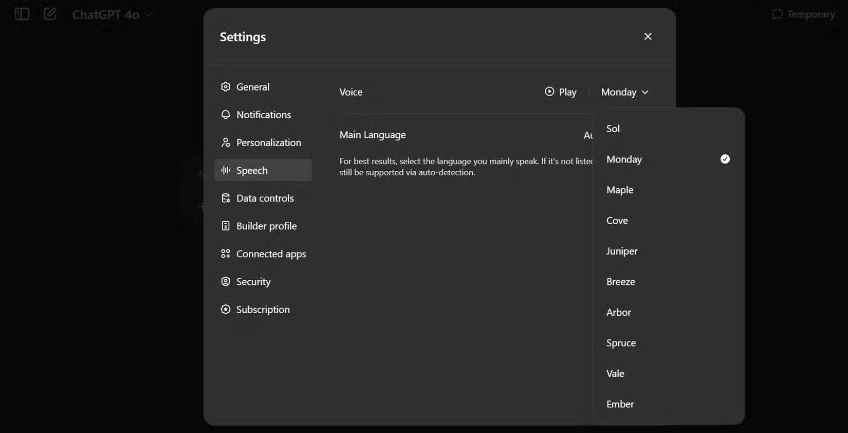Cài đặt giọng nói ChatGPT