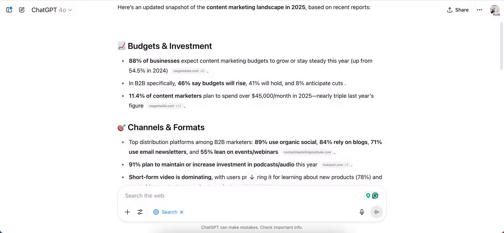 Tìm số liệu thống kê trong ứng dụng ChatGPT