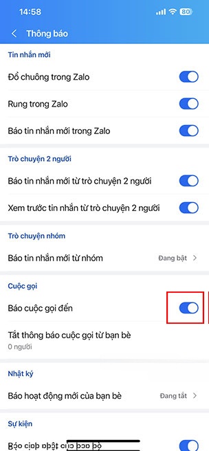 Zalo khong thong bao cuoc goi den 3*416615