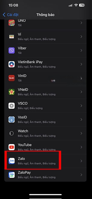 Zalo khong thong bao cuoc goi den 7*416611