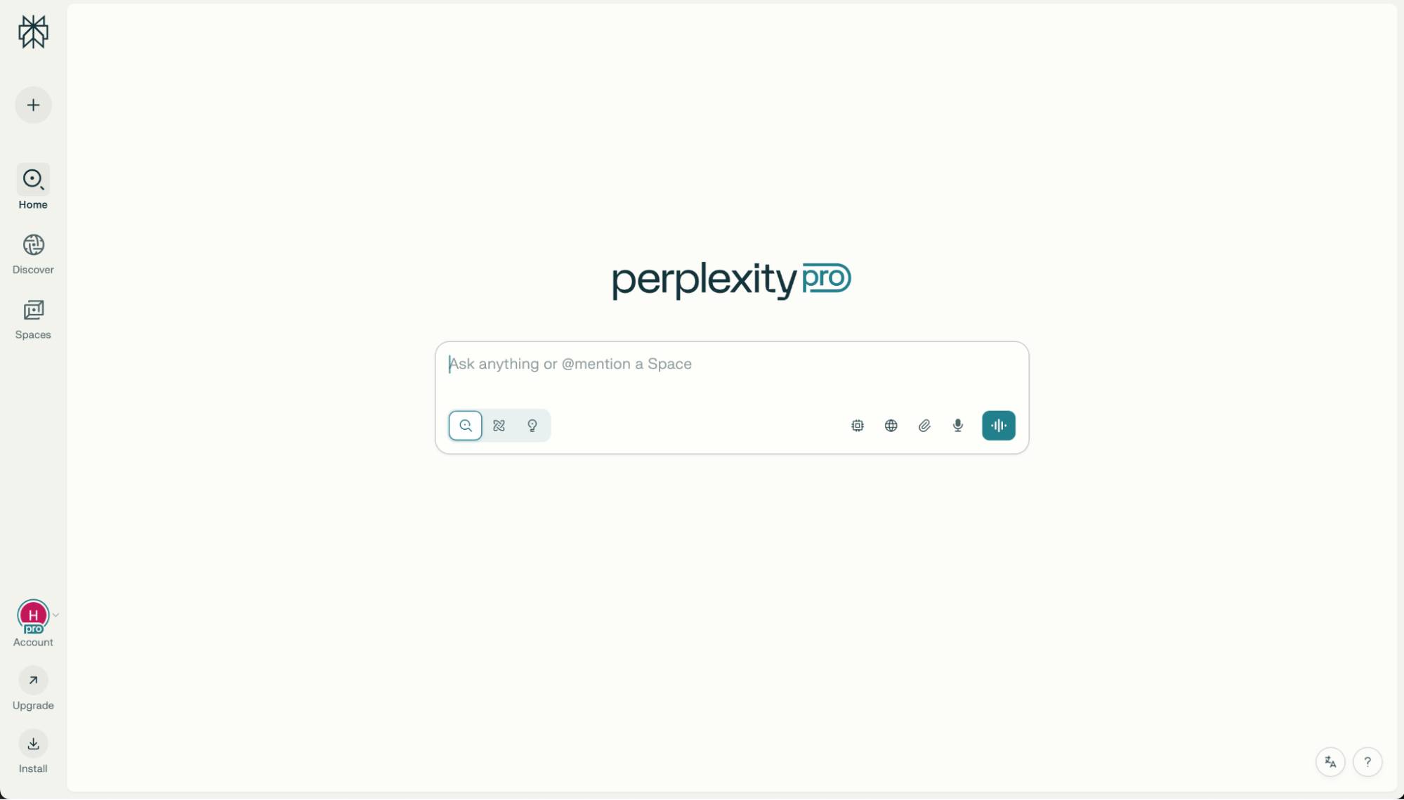 Trang chủ của Perplexity AI