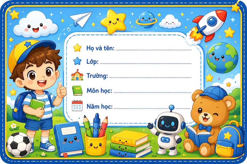 Nhãn vở cho bé trai 